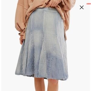 NWOT Free People cotton linen blend elastic waist flare skirt